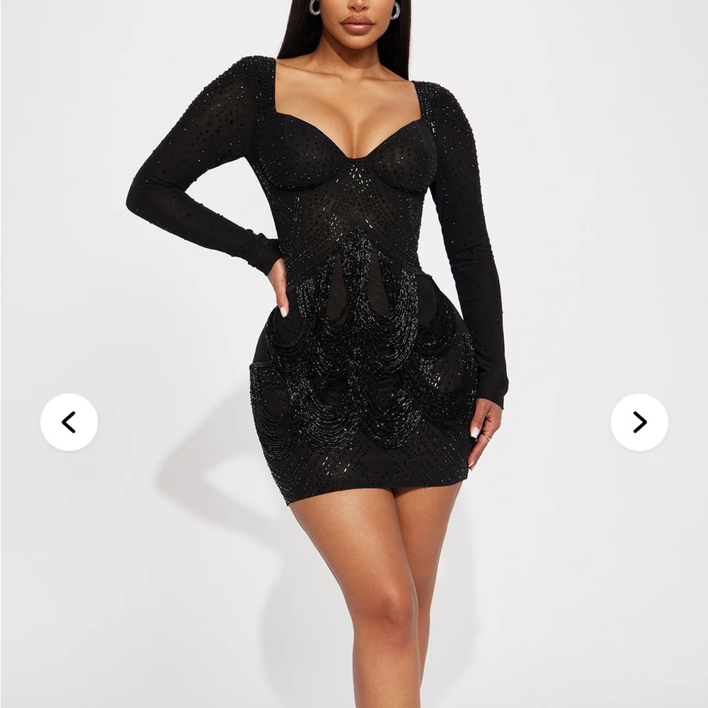 NWT Fashion Nova | Rhinestone Long Sleeve Dress
